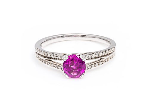 1.02 CARAT PINK SAPPHIRE AND DIAMOND RING IN 18K WHITE GOLD | Prestige ...